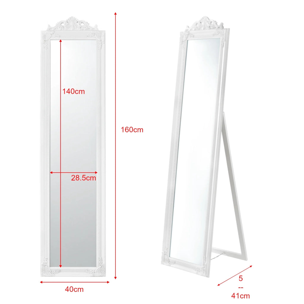 Specchio da terra inclinabile 160 x 40 cm bianco opaco 03_0007961