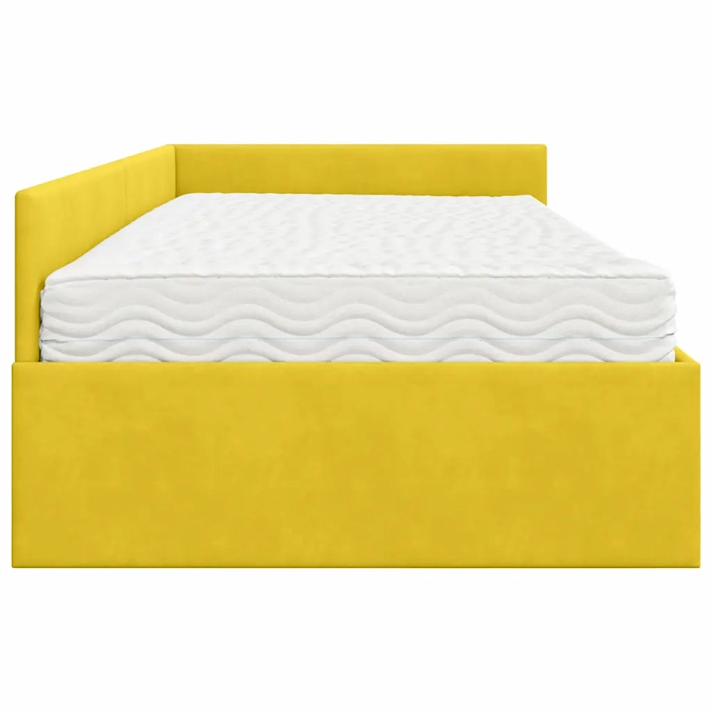 Struttura Letto Angolare con Materasso 2 pz-Giroletto con materasso Giallo Velluto 897791