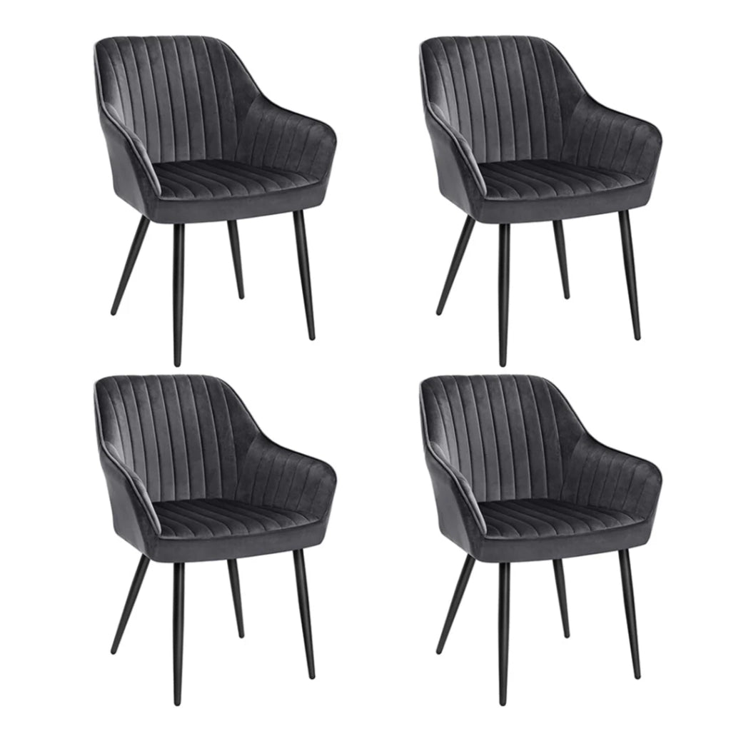 Sedia da pranzo poltrona seduta imbottita con braccioli larghezza seduta 49 cm gambe in metallo rivestimento in velluto portata 110 kg per soggiorno o camera da letto grigio 12_0004910