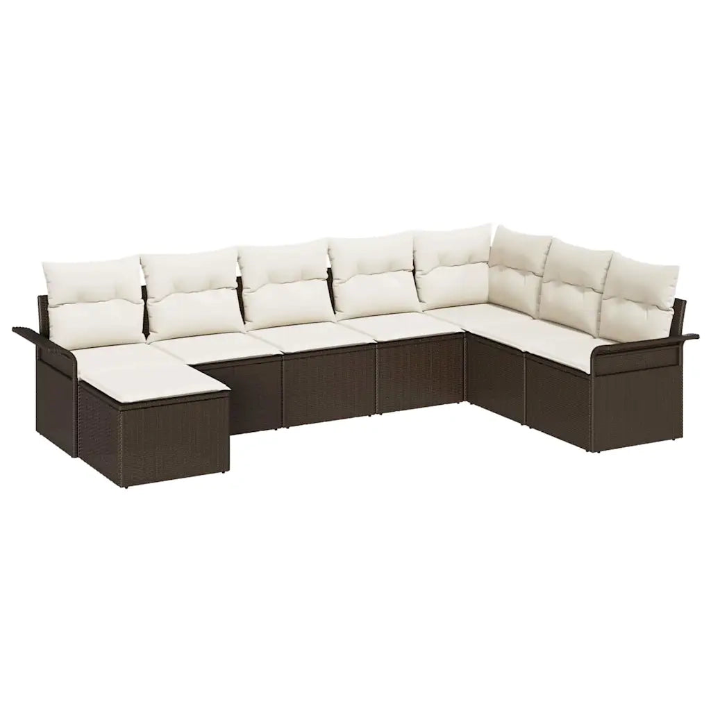 Set Divano da Giardino con cuscino 8 pcs Marrone Poly Rattan 3354147