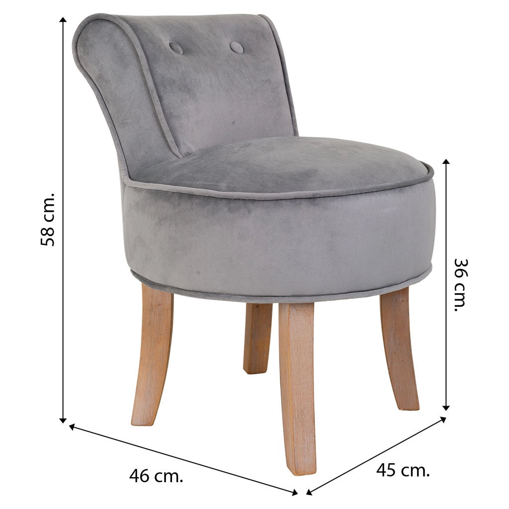 Sgabello imbottita in legno grigio 45x46x36/58h