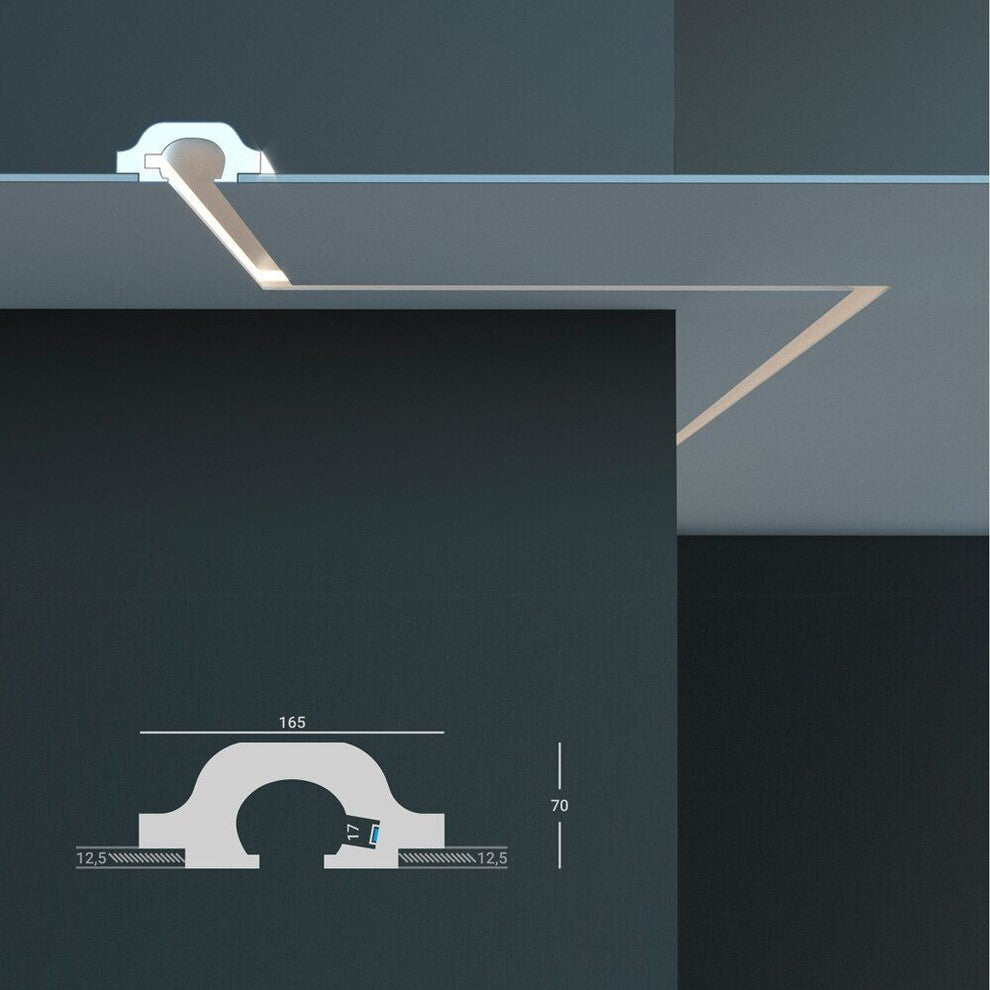 €9,99 a barra *** STOCK *** Pacco da 6 barre di cornice XPS a soffitto Con alloggio LED 165X70x1150 KD120