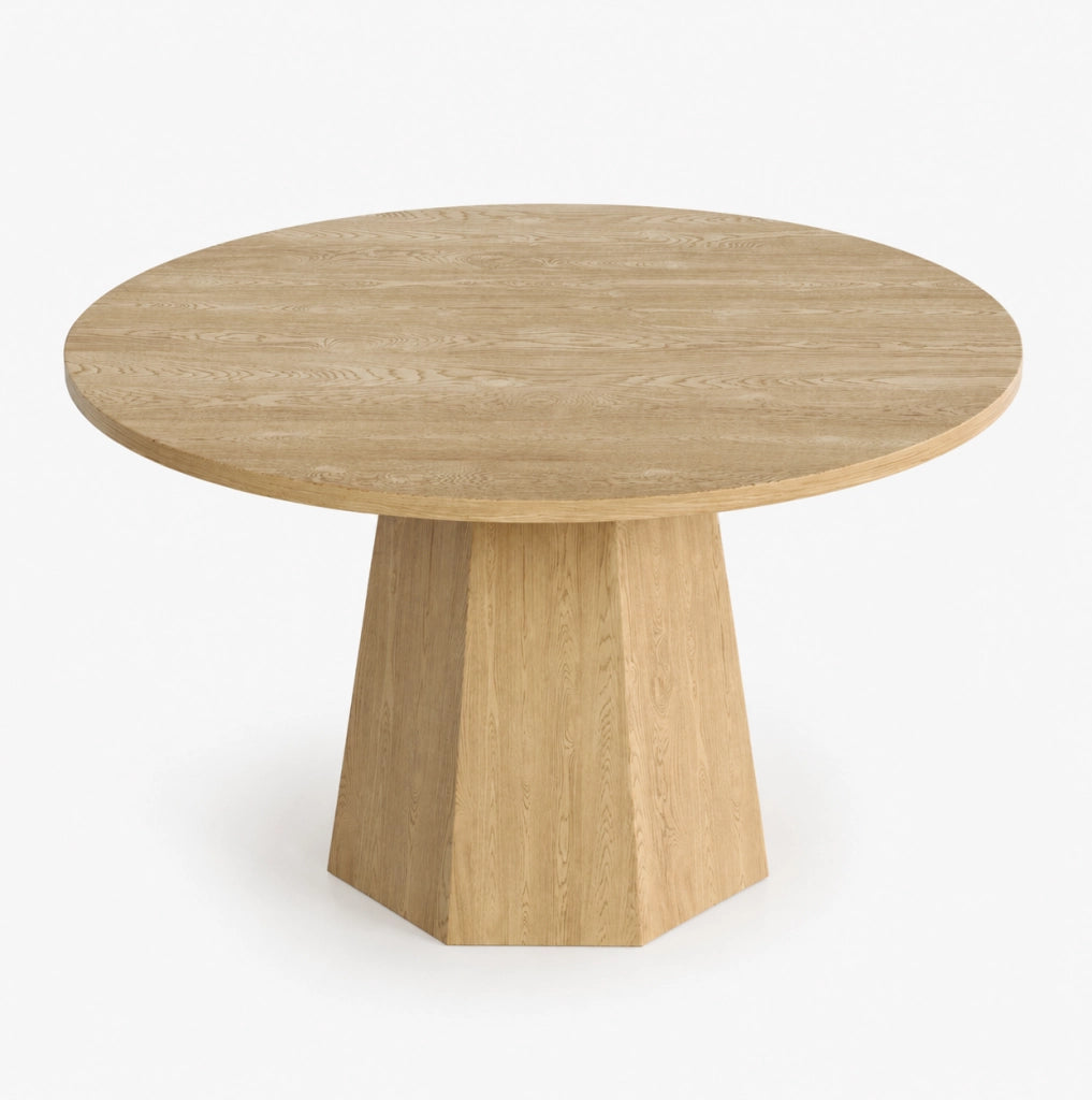 Tavolo da pranzo rotondo 120 cm per 4-6 persone; stile scandinavo; MDF; rovere