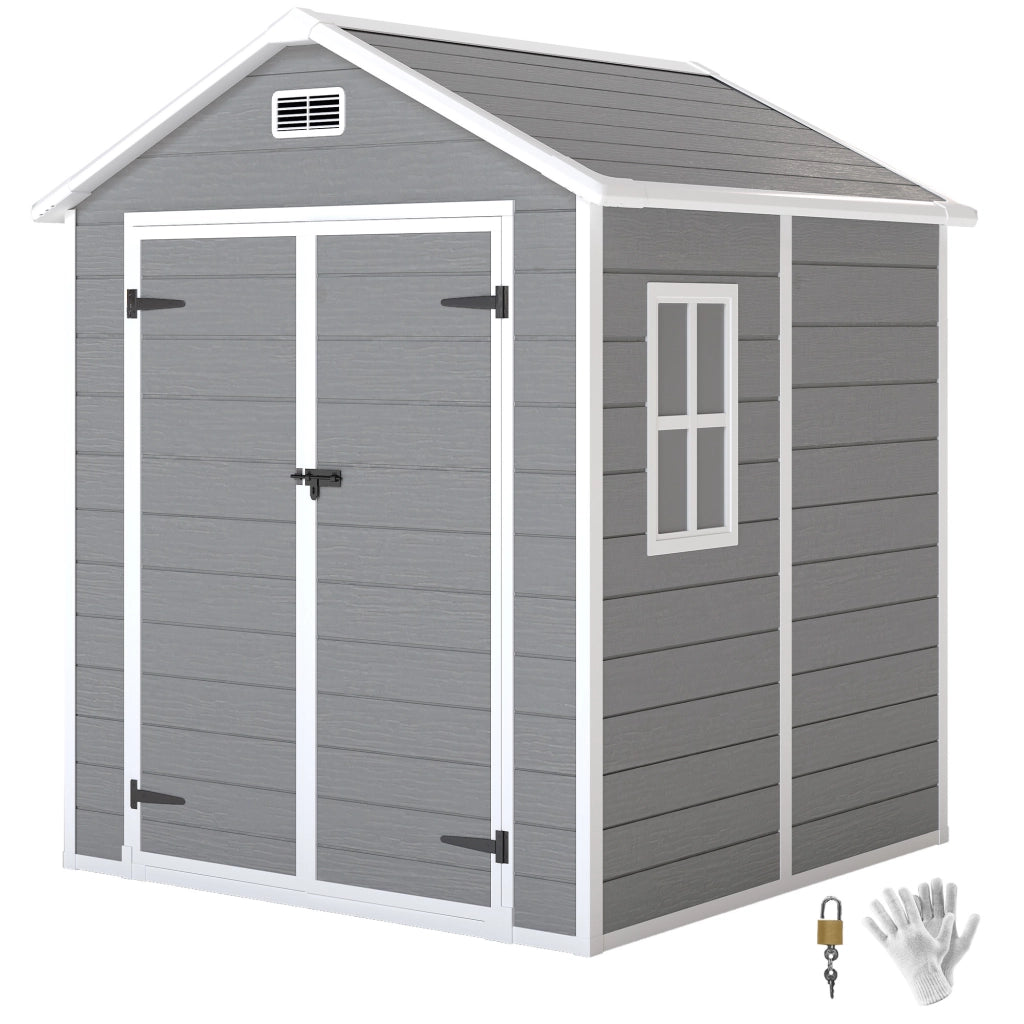 Capanno per giardino in plastica con finestra e pavimento ¨C zephmum ¨C Grigio 145x95x115 cm
