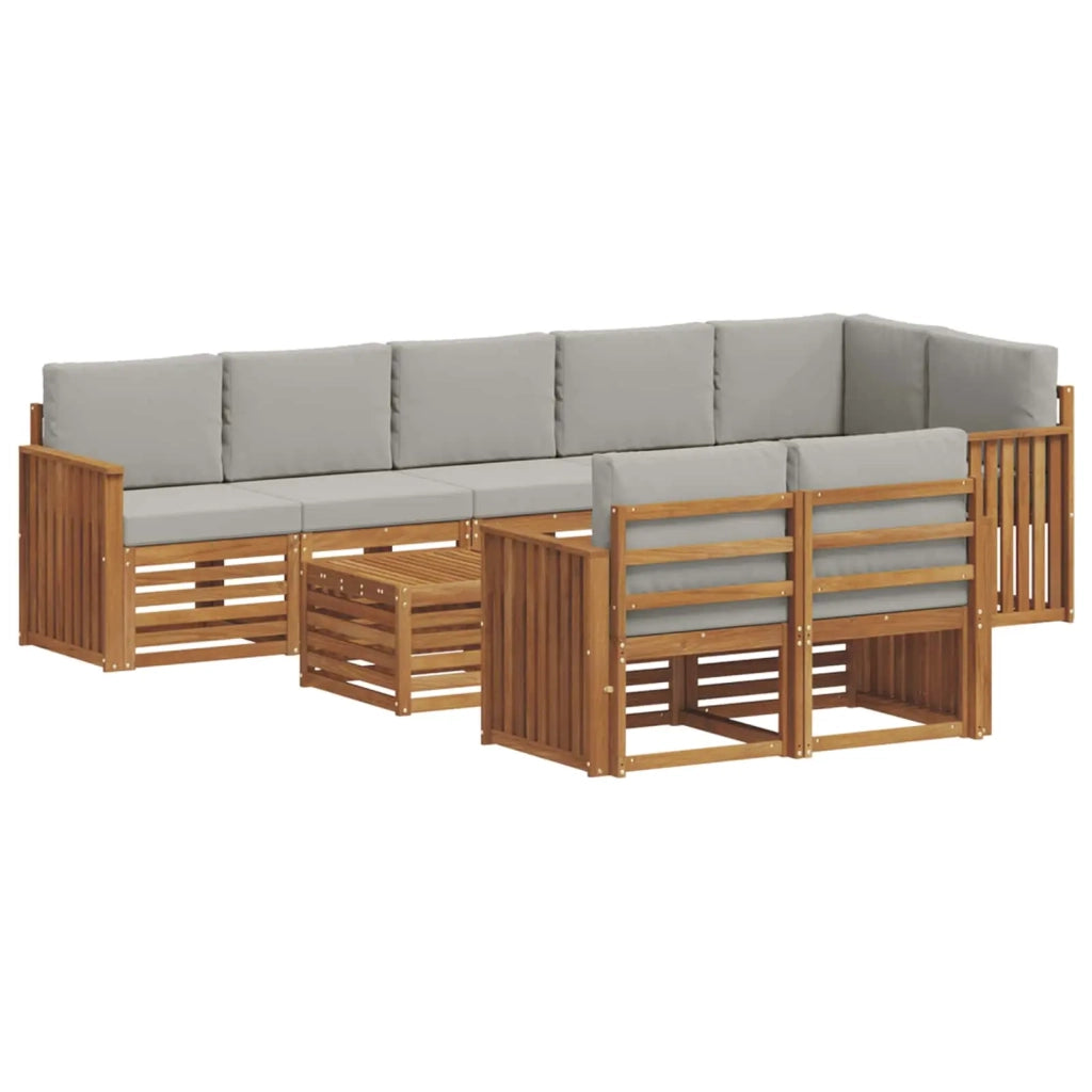 Set divani con cuscino 9 pcs Grigio Naturale e Chiaro 3375046