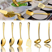 Set di accessori da cucina 6 pezzi - Acciaio inox titanio imbullonato - Accessori da cucina dorati - Resistente al calore fino a 250 °C - Duraturo - Adatto per uso domestico/ristoranti - Accessori da cucina