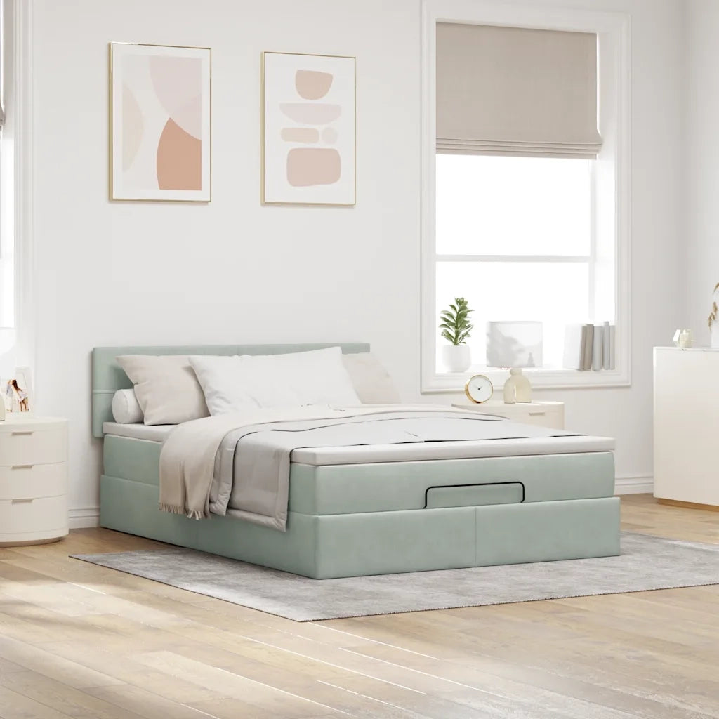 Struttura Letto Pouf con Materasso 140x200 cm in Velluto
