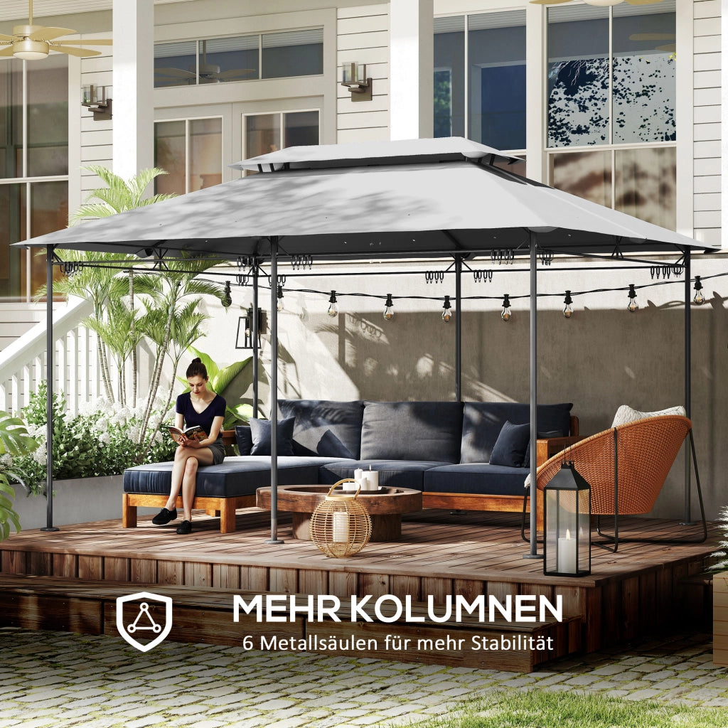 Gazebo da giardino 6 lati ¨C Minimal ¨C 4x3 m grigio scuro impermeabile