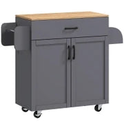 Isola da Cucina con Ruote, Cassetto e Ante 105x36x85 cm, Grigio