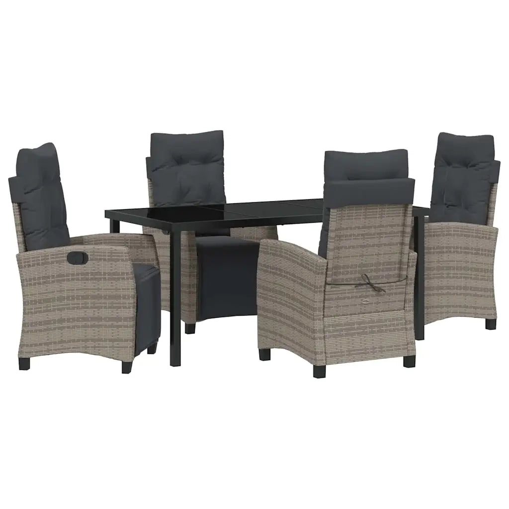 Set da Pranzo per Giardino con cuscino 5 pcs Grigio polyrattan 3380438