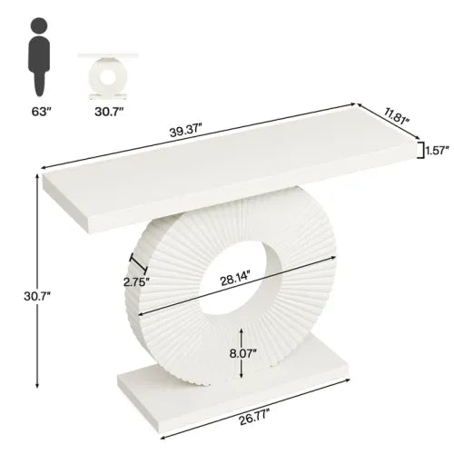 Consolle elegante in MDF e metallo con struttura floreale per ingresso e soggiorno bianca 107 × 41,5 × 33 cm
