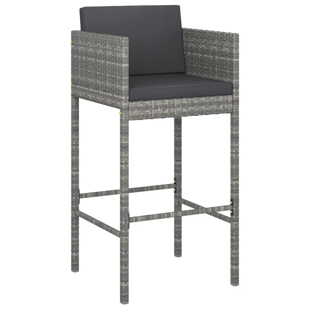 Set Bar da Giardino 5 pz con Cuscini in Polyrattan Grigiocod mxl 125019