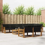 Set di divani da esterno con cuscino 9 pcs Naturale e Nero
