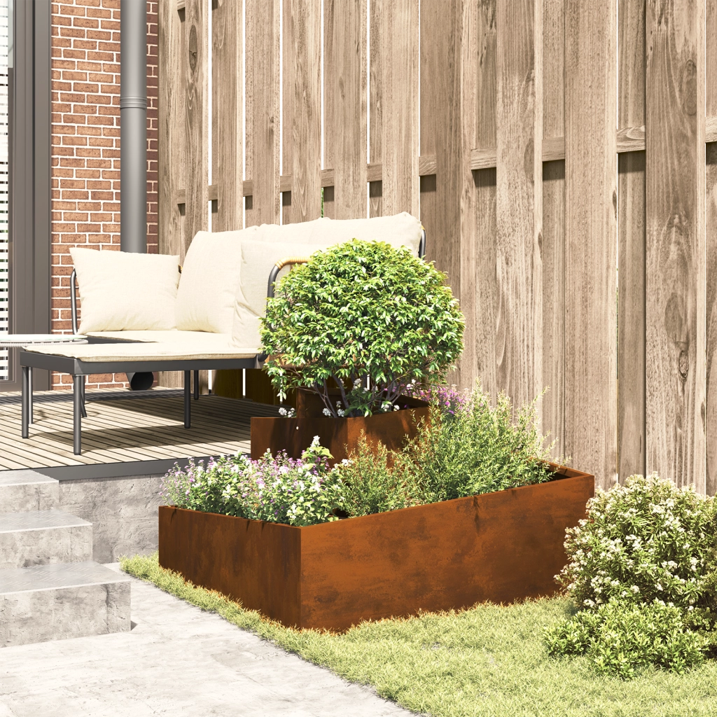 Fioriera 80x80x50 cm Acciaio Resistente alle Intemperie