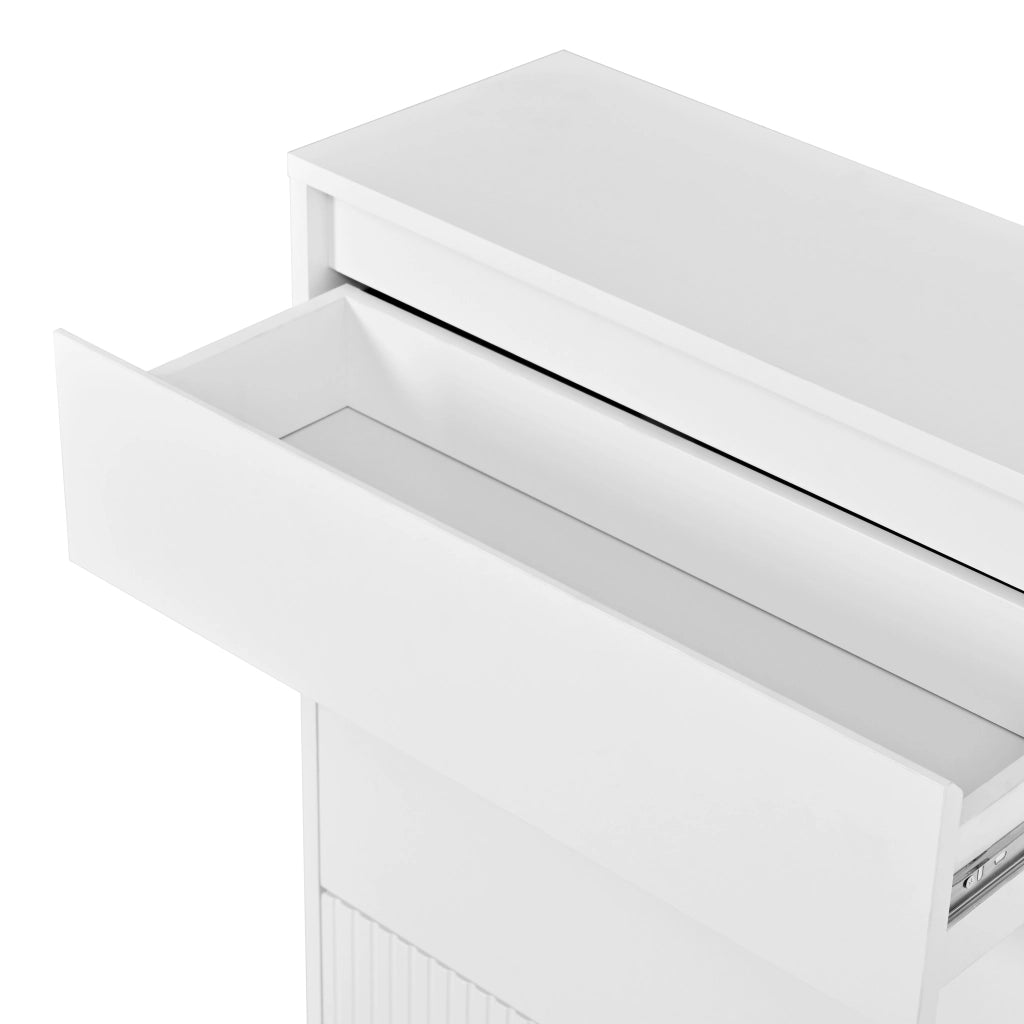 Mobile ingresso con scarpiera; armadio a 2 ante e 6 ganci; in MDF e truciolare; bianco