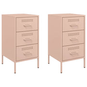 Set di 2 Comodini | Armadio da Notte | Mobiletto da notte Rosa 36x39x68 cm in Acciaio
