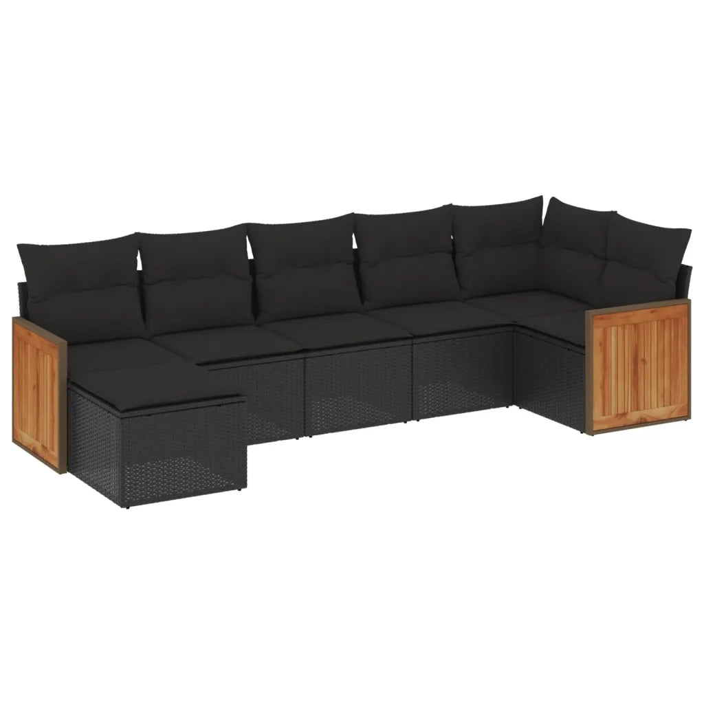 Set Divani da Giardino con Cuscini 7pz Nero Polyrattancod mxl 116931