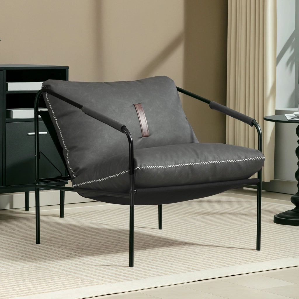 Poltrona Moderna Relax in Similpelle Grigio Scuro ¨C Zephmum ¨C Cuscini Estraibili