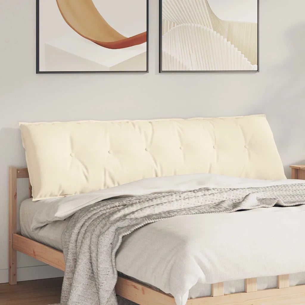 Cuscino per Schiena Crema 180 x 50 cm Tessuto in Cords