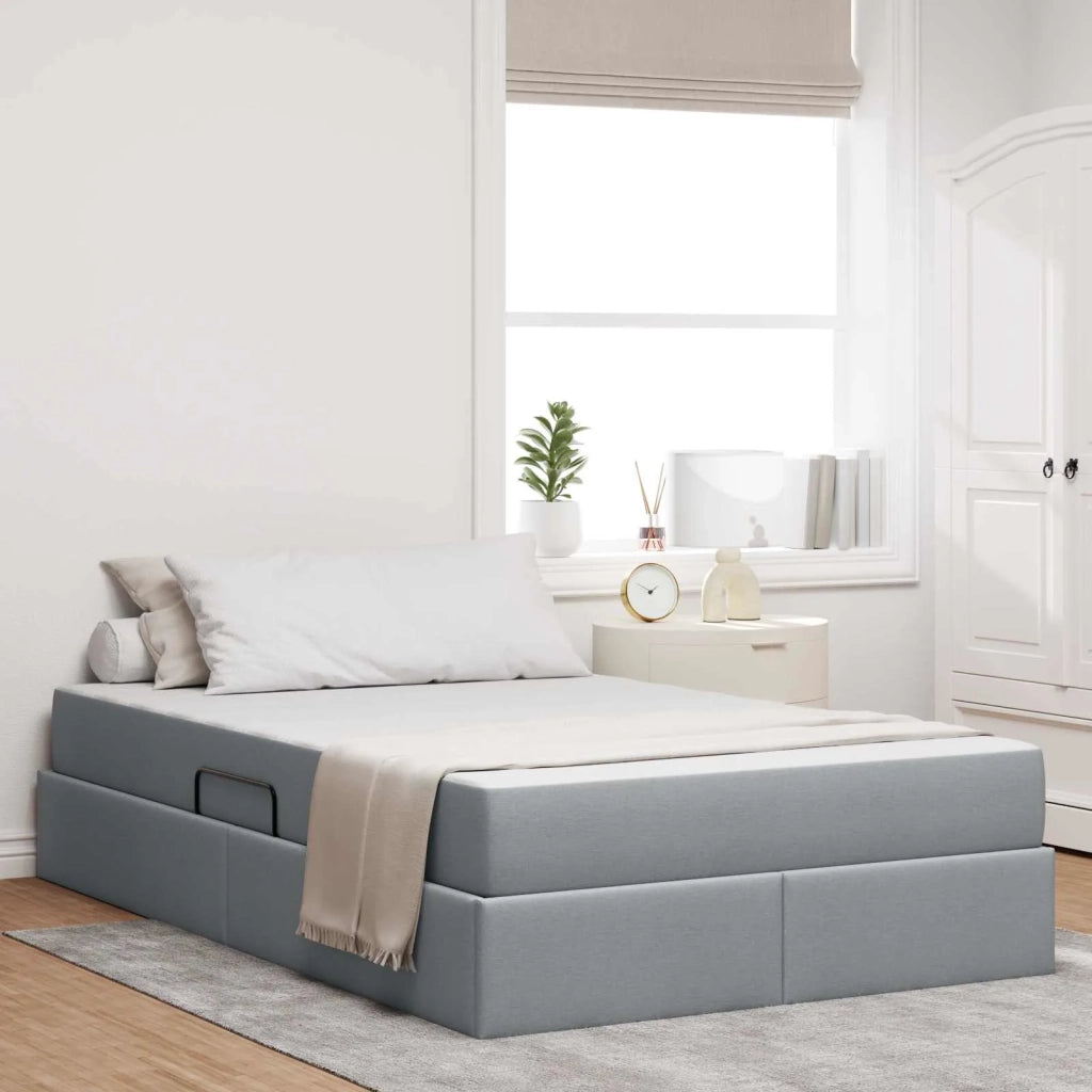 Letto con contenitore e materasso Grigio chiaro 120 x 190 cm