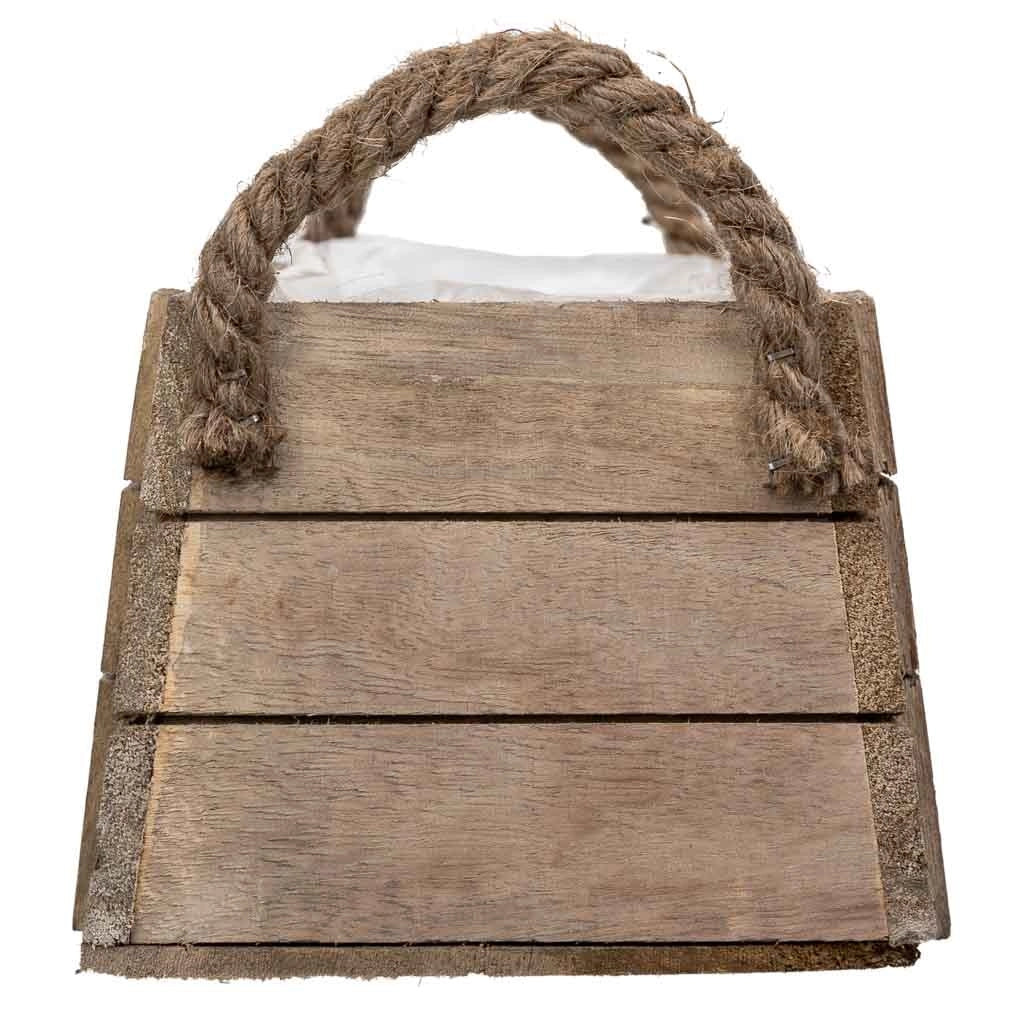 Cesto in legno con manici marroni 22x11x11h