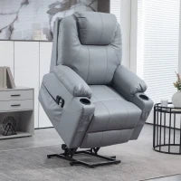 Poltrona Alzapersona Reclinabile fino a 135° con 8 Punti Massaggio, Telecomando e Poggiapiedi, 88x99x106 cm, Grigio