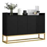 Madia a 4 ante con 2 ripiani regolabili e apertura a pressione per soggiorno 120×30×80 cm nero