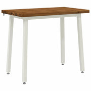 90 x 55 x 75 cm Legno di Acacia Massello Naturale e Bianco 937576