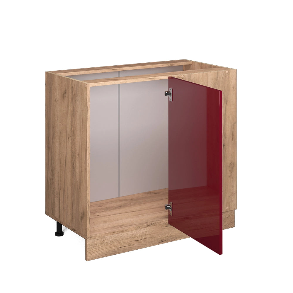 Mobile ad angolo cucina R-Line Rosso lucido/Rovere dorato 86 cm senza piano di lavoro Vicco