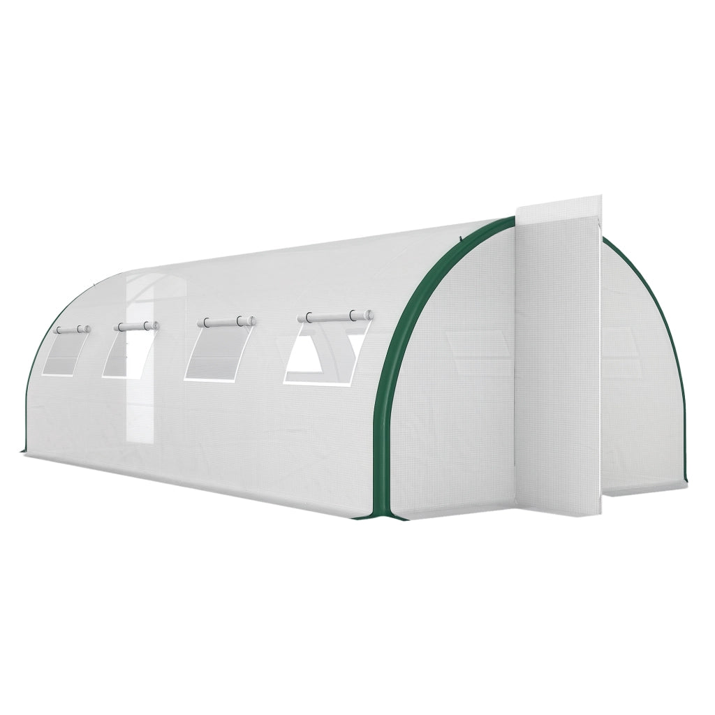 Serra da Giardino 6x3 m ¨C zephmum ¨C Bianco e Verde, Poliestere e Acciaio Zincato