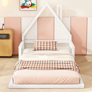 Letto per bambini a forma di casa 90x200 cm in pino e MDF; bianco