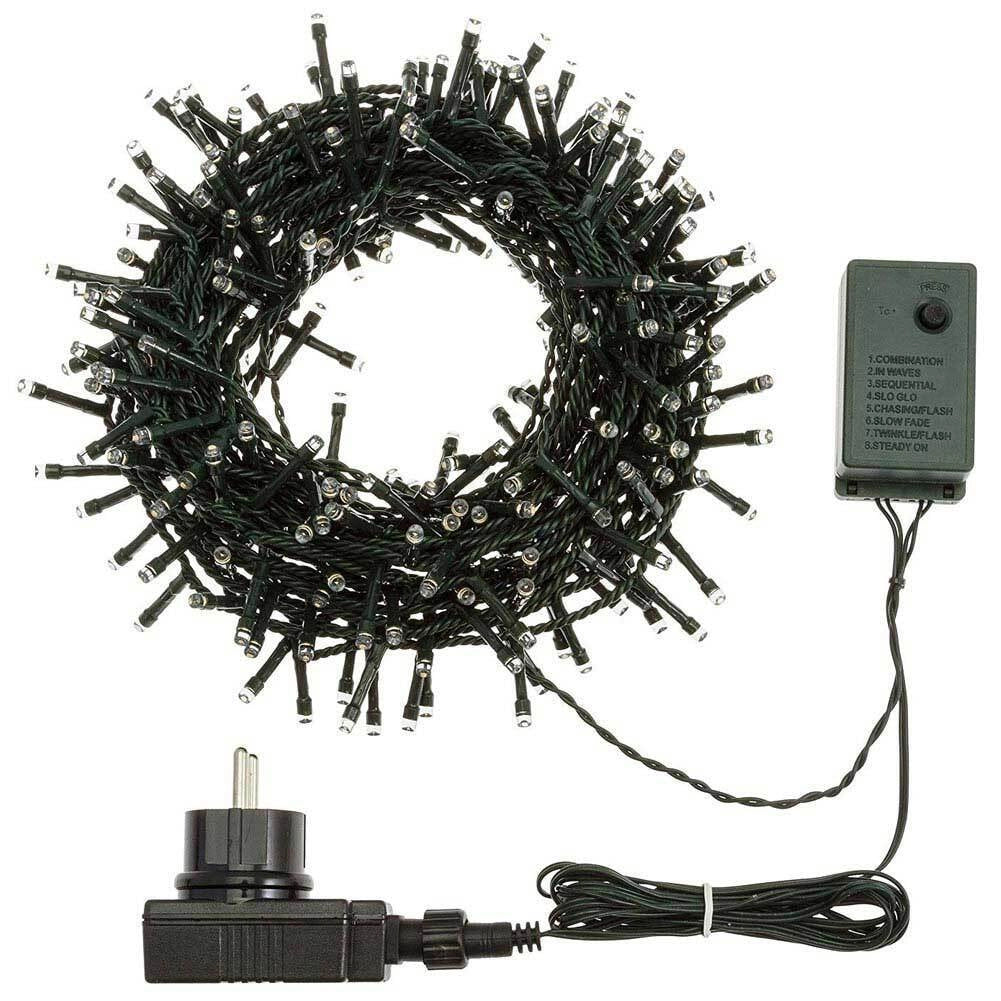 Catena Luminosa 300 LED Bianco Freddo Uso Interno Esterno Con Controller 8 Funz.