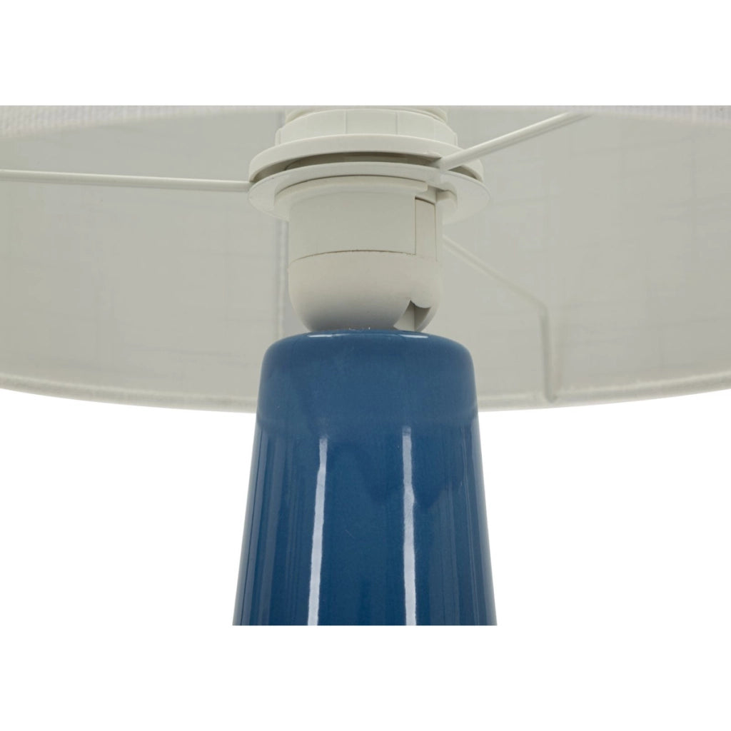 Lampada da tavolo Gress in ceramica blu e tessuto