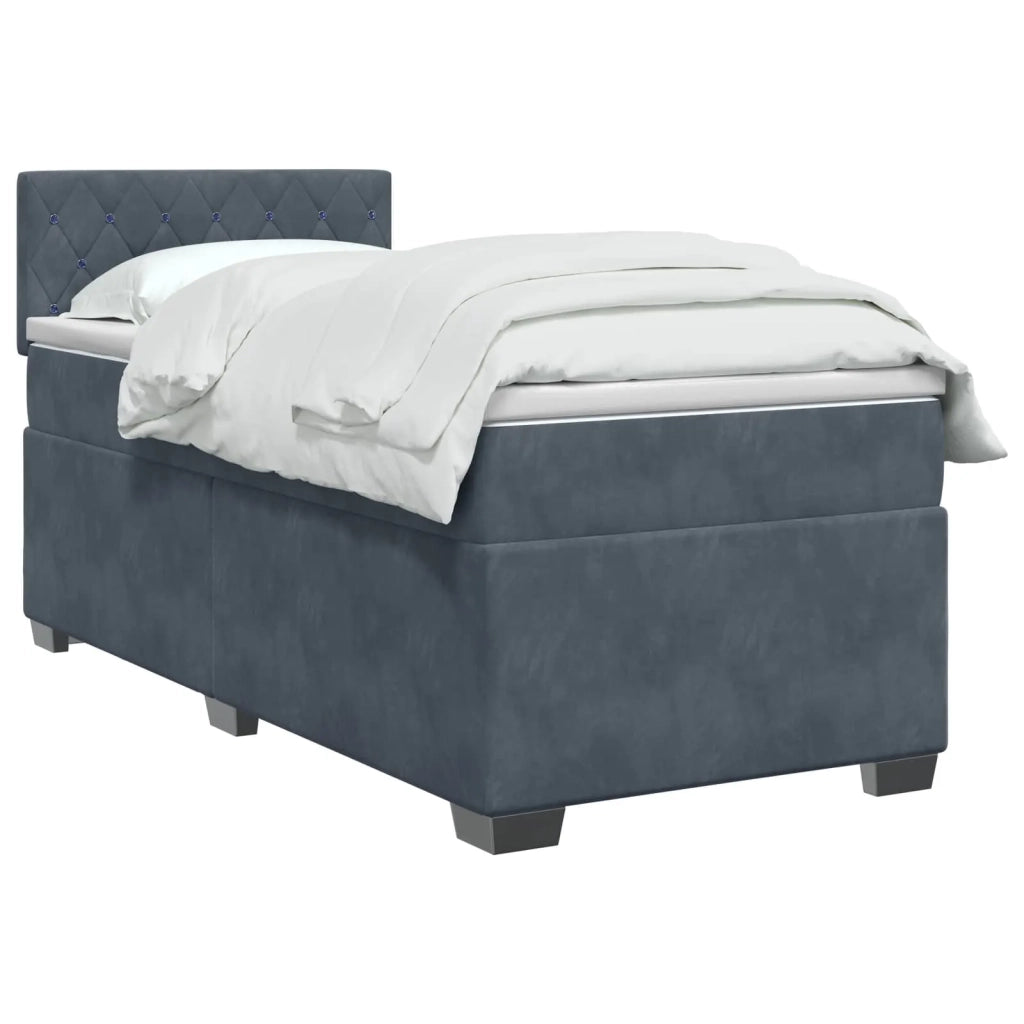 Letto box spring con materasso Grigio Scuro 90 x 200 cm Velluto 3450633