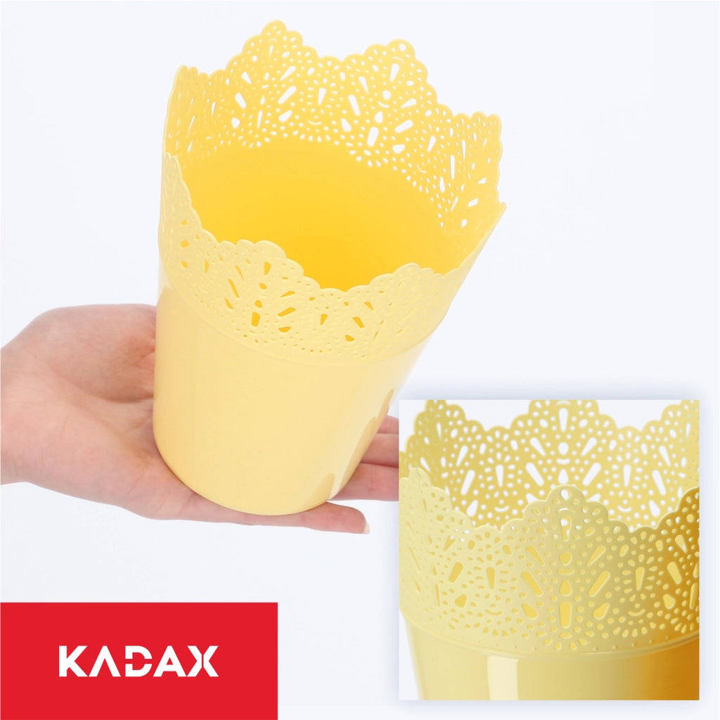 Vaso da fiori KADAX, vaso da fiori, coperchio, alto, in plastica, 12 cm, giallo