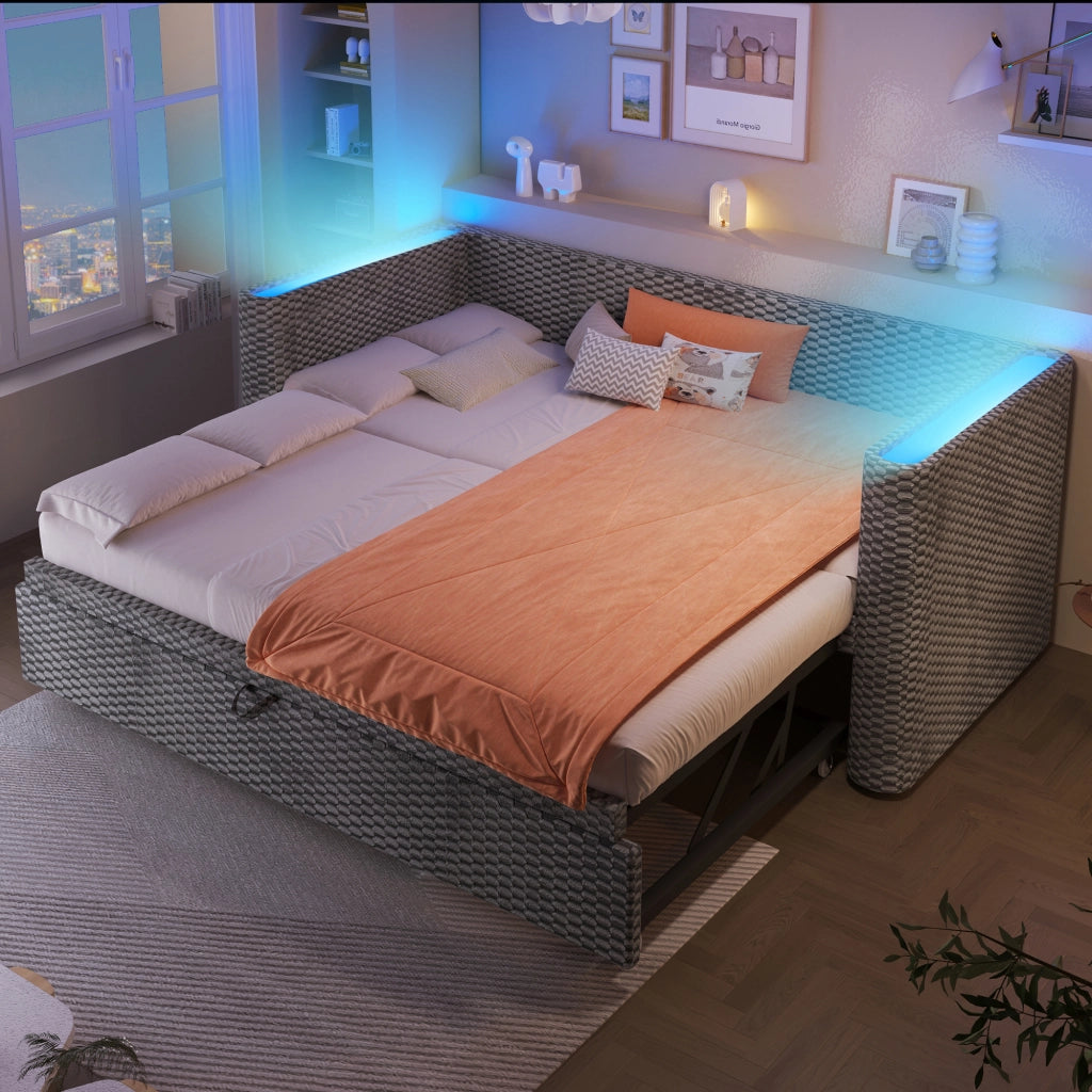 Tagesbett multifunzione velluto grigio 90x200 cm