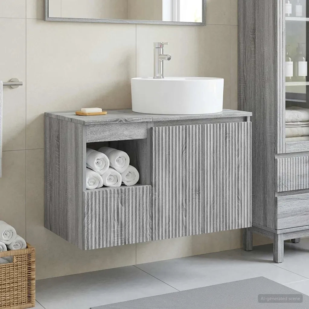 Set di mobili per il bagno 2 pz Sonoma grigio 3404080