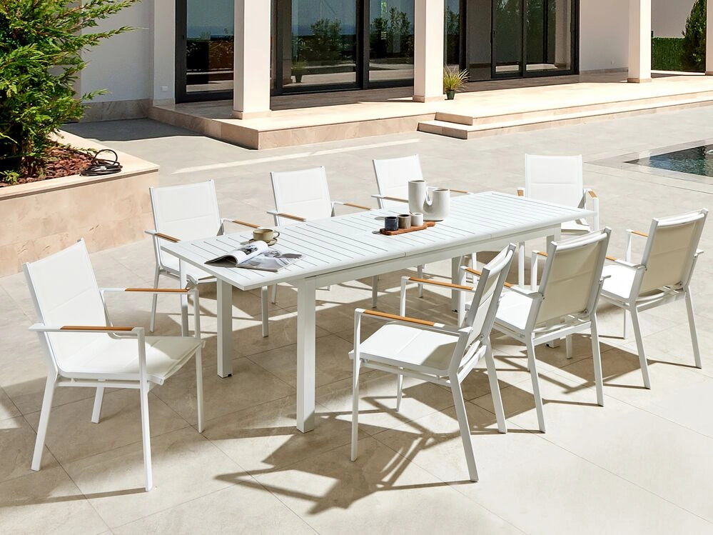 Tavolo da giardino allungabile in alluminio bianco 180/240 x 90 cm Arredo esterno