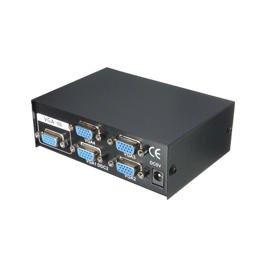 Trade Shop - Splitter Per Monitor Tv 4 Porte Vga 200 Mhz Alimentatore Dc 1920x1440 Vga-2004 -