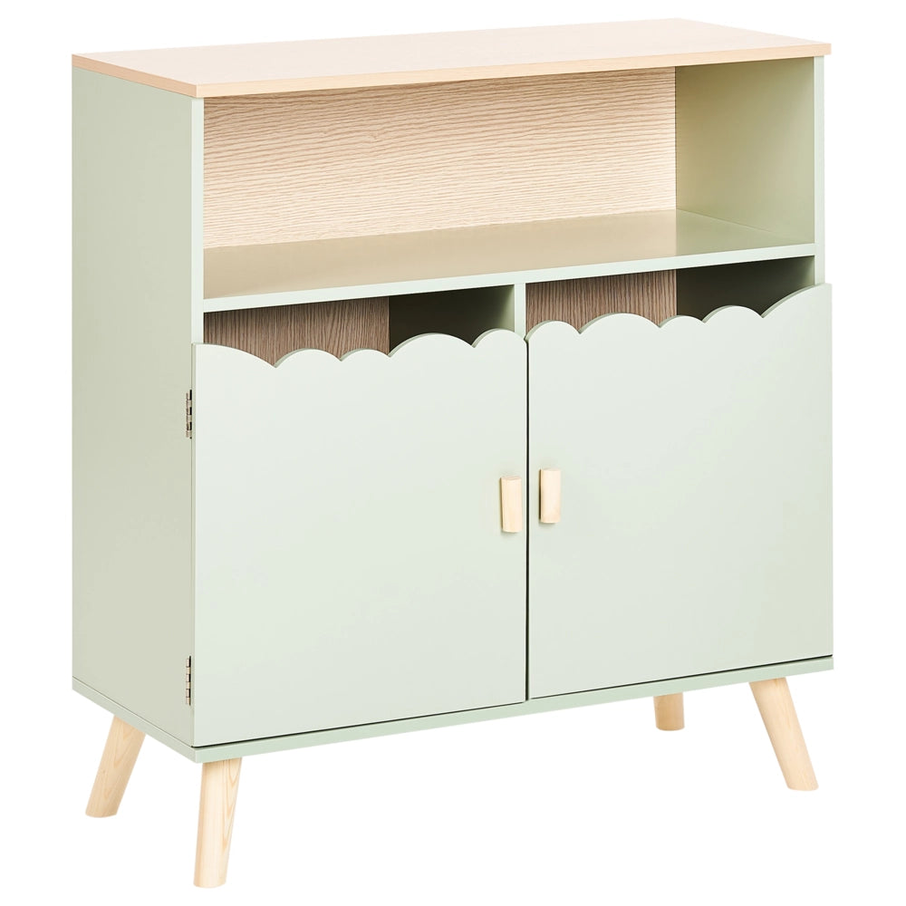 Credenza con motivo a casetta per la camera dei bambini in MDF di pino verde chiaro elemento per la cameretta
