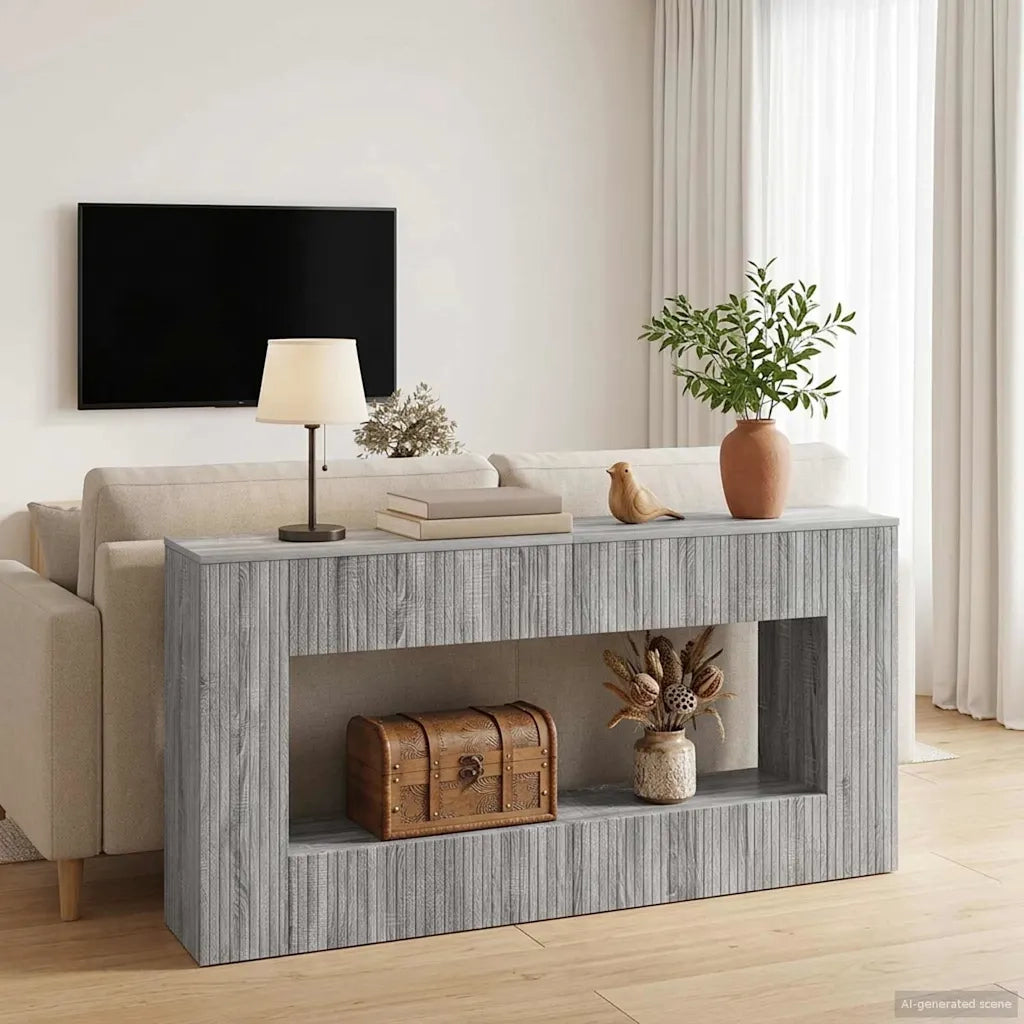 Tavolo consolle Rigato Sonoma grigia 155 x 29 x 74 cm