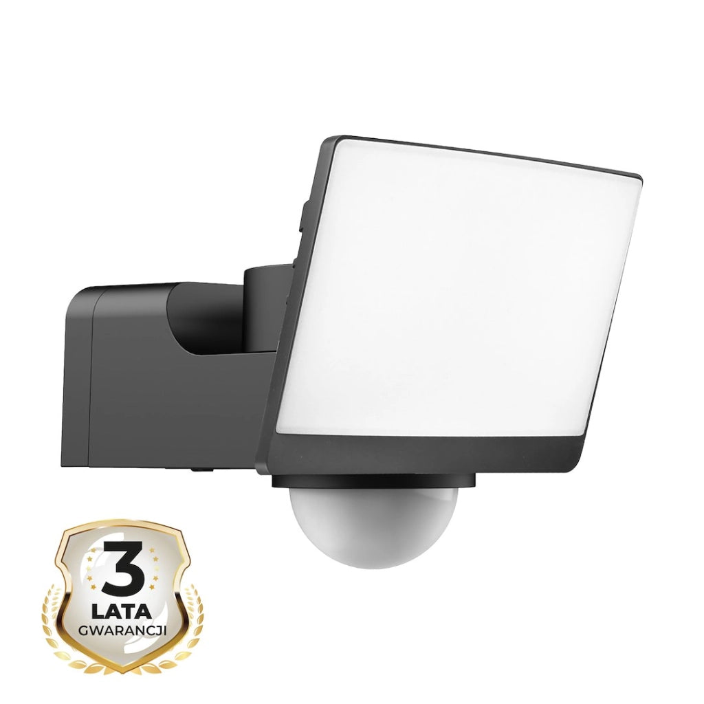Faro LED 30W 2000lm 4000K PIR IP54 nero Davos Milagro