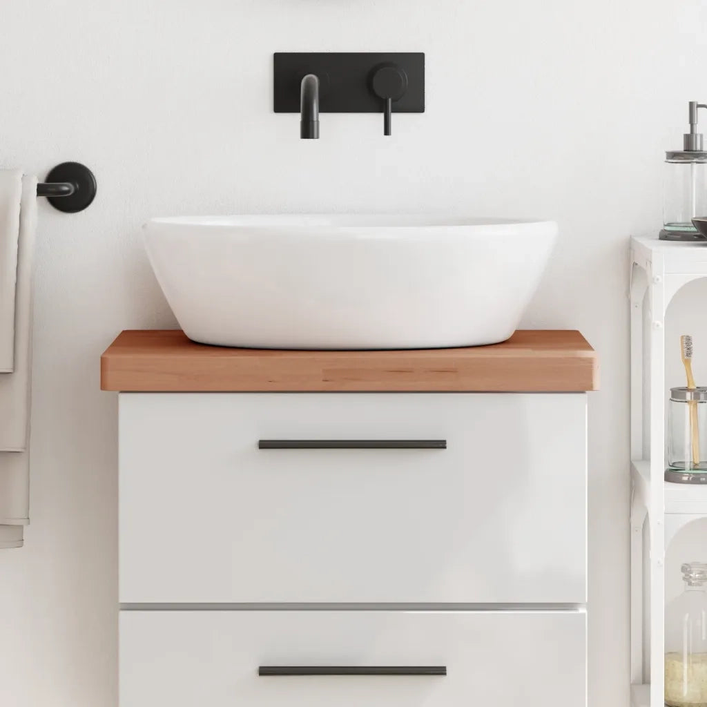 Piano Bagno 60x40x4 cm in Legno Massello di Faggio