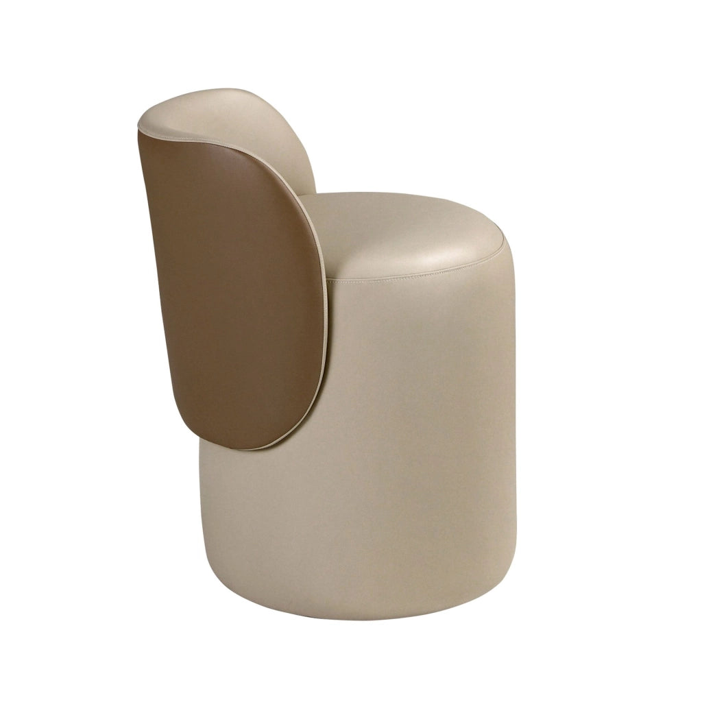Puff in similpelle visone e marrone