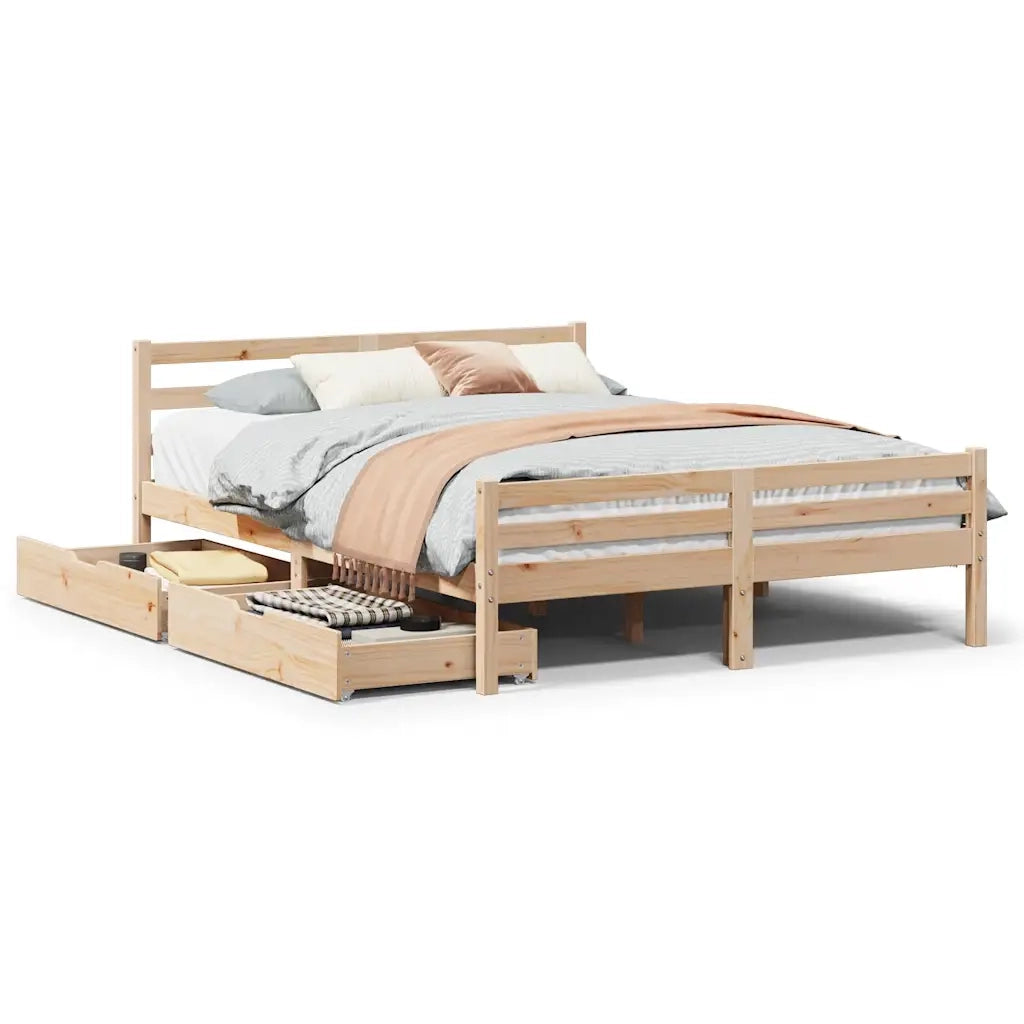 Letto senza Materasso 160x200 cm in Legno Massello di Pino 3301614