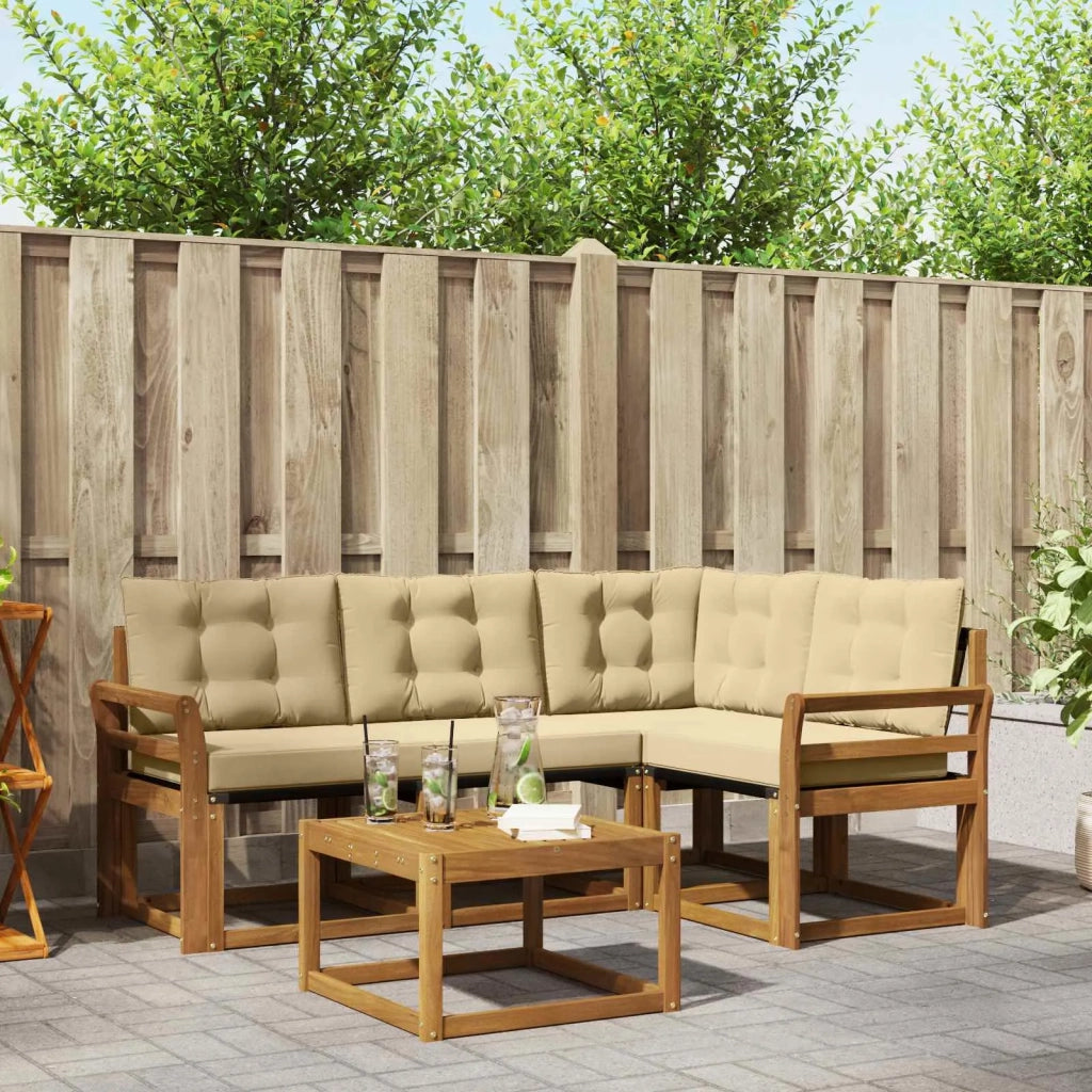 Set di divani da esterno con cuscino 5 pcs Naturale e Beige 3368644