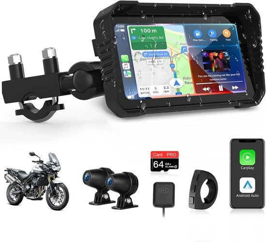 Dual Dashcam per Auto - Dual Camera per Auto - Camera per Auto con Visione Notturna - Camera per Auto con Sensore di Movimento - Lente Wide Angle - Modalità Parcheggio - Registrazione Continua - Dual Camera per Auto con Carta SD