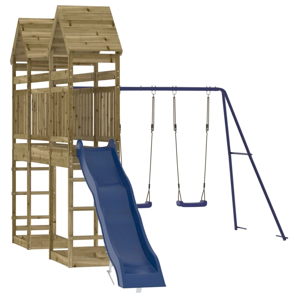 Altalene per parco giochi all'aperto scivolo altalene robuste giochi da giardino 315 x 558 x 264 cm legno di pino impregnato 02_0004701