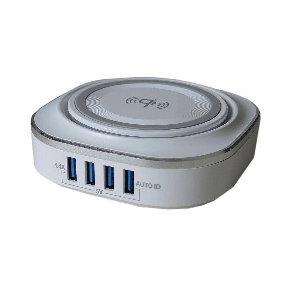 Trade Shop - Caricatore Wireless Qi Stazione Di Ricarica 24w 4 Porte Usb 5v 4.4a 24w Fo528 -