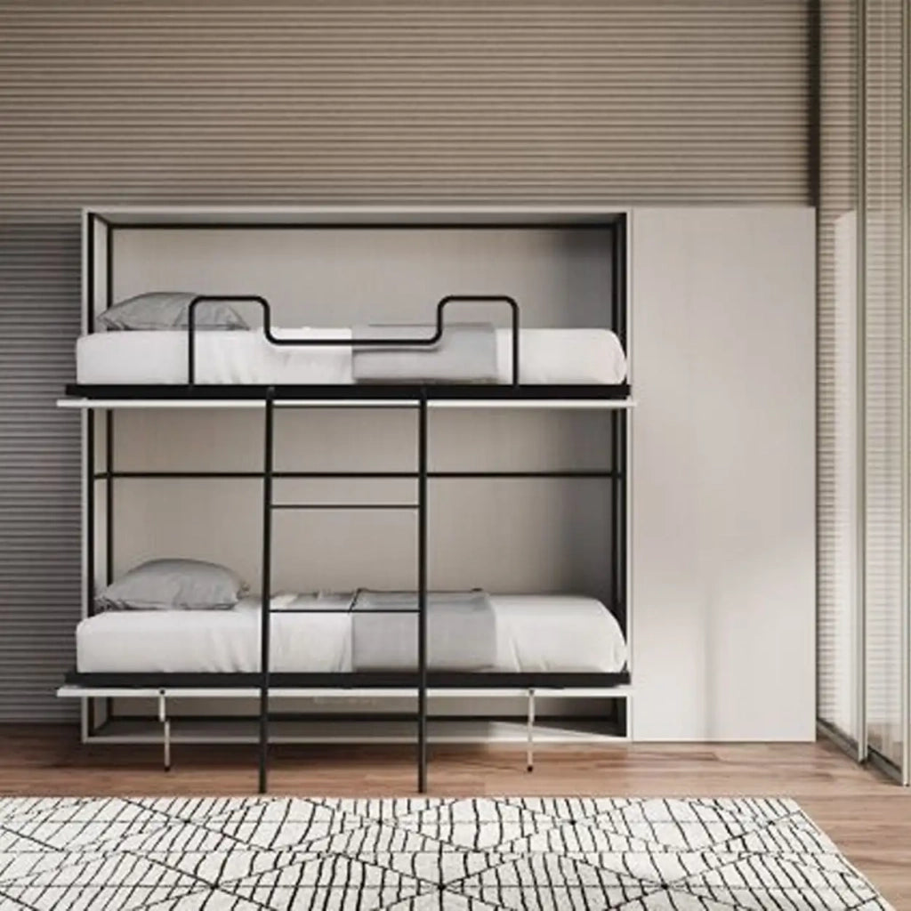 Letto singolo a scomparsa Kando comp.G con materasso bianco frassino